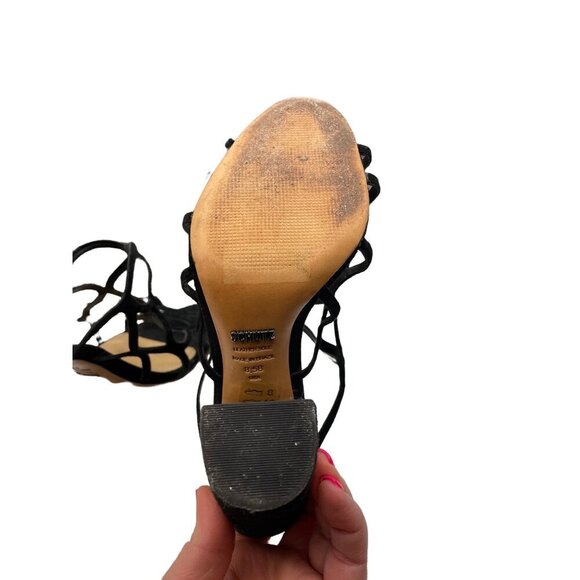 Schutz Black Caged Open Toe Block Heel Shoes Sz 8.5 - Picture 6 of 8
